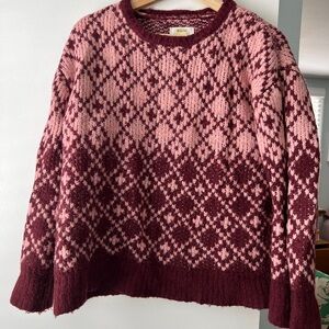 Anthropologie Pink and Burgundy Diamond Sweater